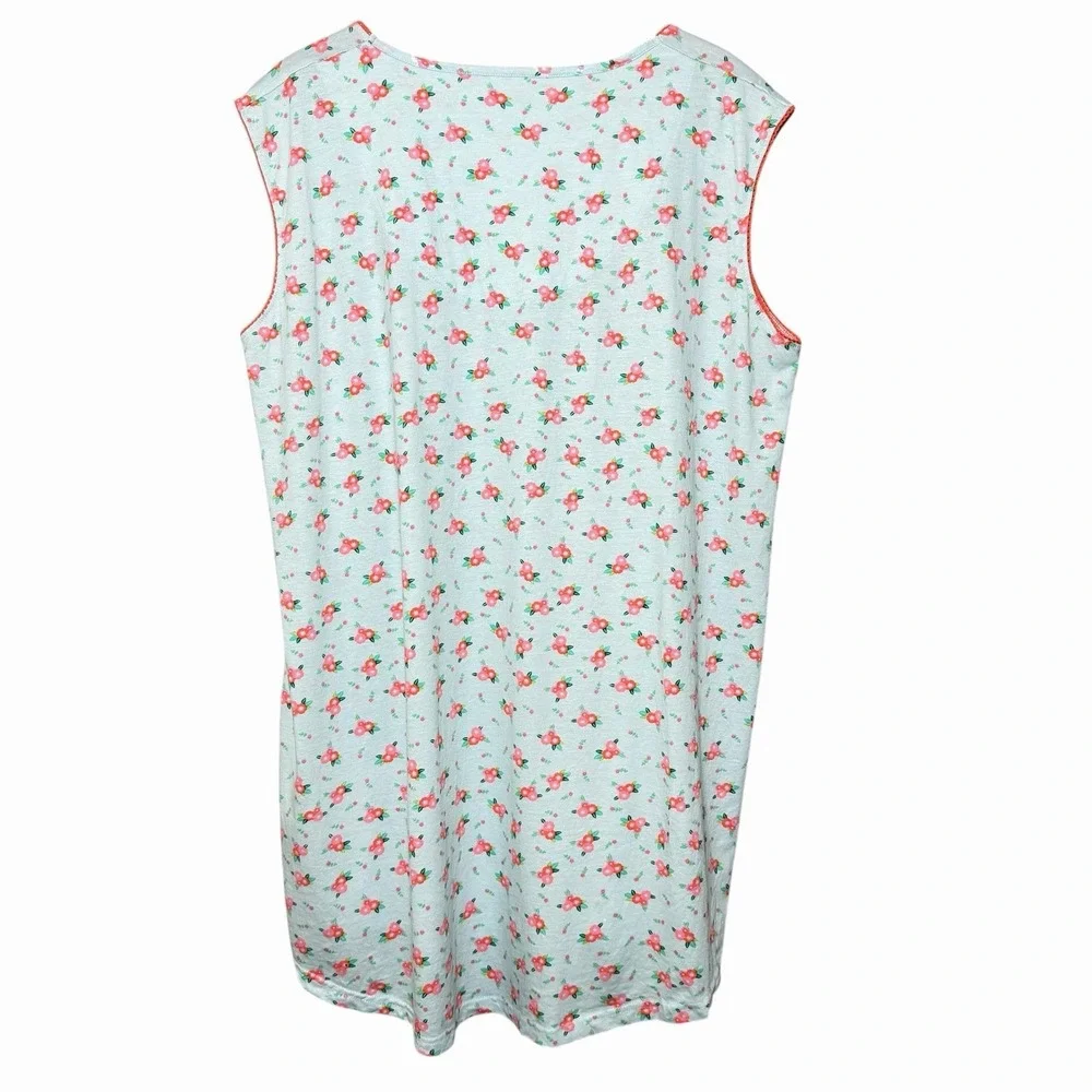 Dream Crest Womens Floral Nightgown 1X 100% Cotton Cottagecore Lounge‎ Cozy